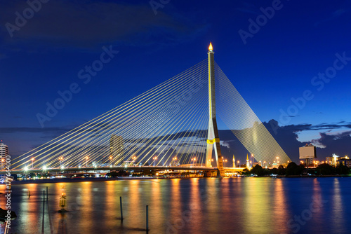 Big Suspension bridge in Sunset time / Rama 8 bridge in sunset time