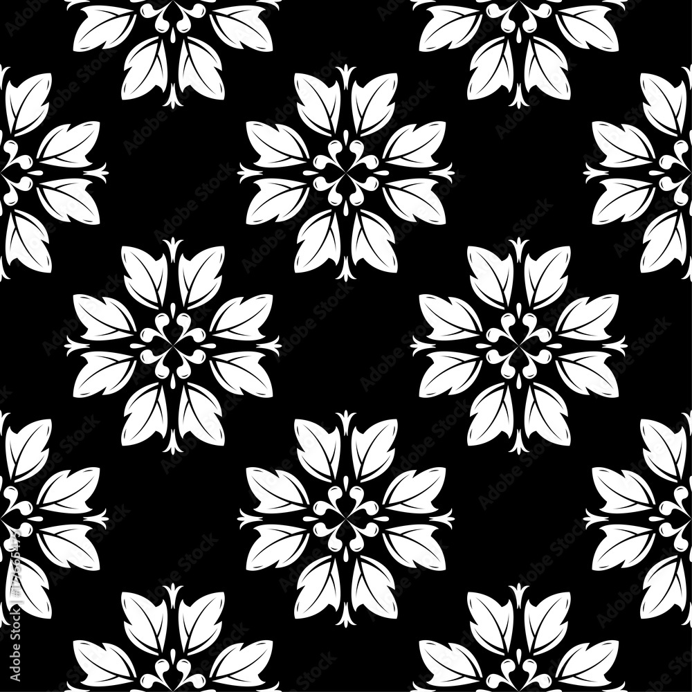 Black and white floral seamless pattern Black and white floral seamless pattern