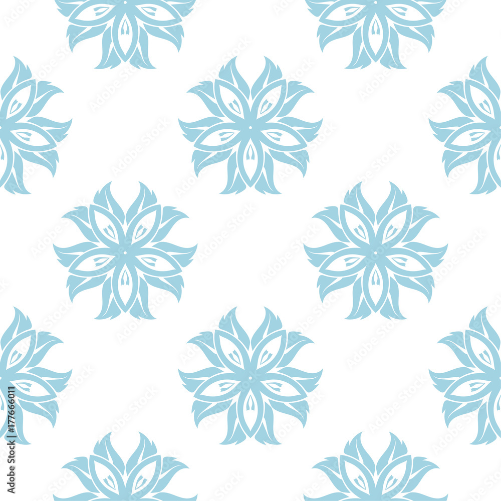 Blue floral seamless pattern on white background Blue floral seamless pattern on white background