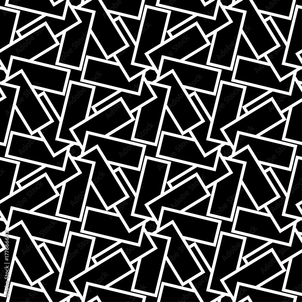 Black and white geometric ornament. Seamless pattern