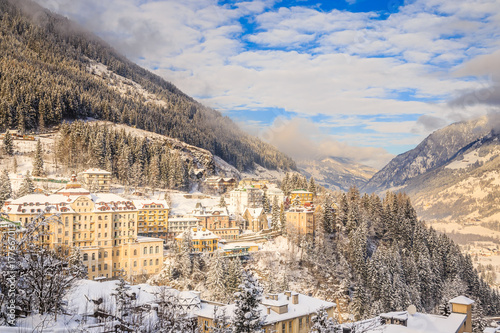 View of hotels in the austrian spa and ski resort Bad Gasteinl, Austria