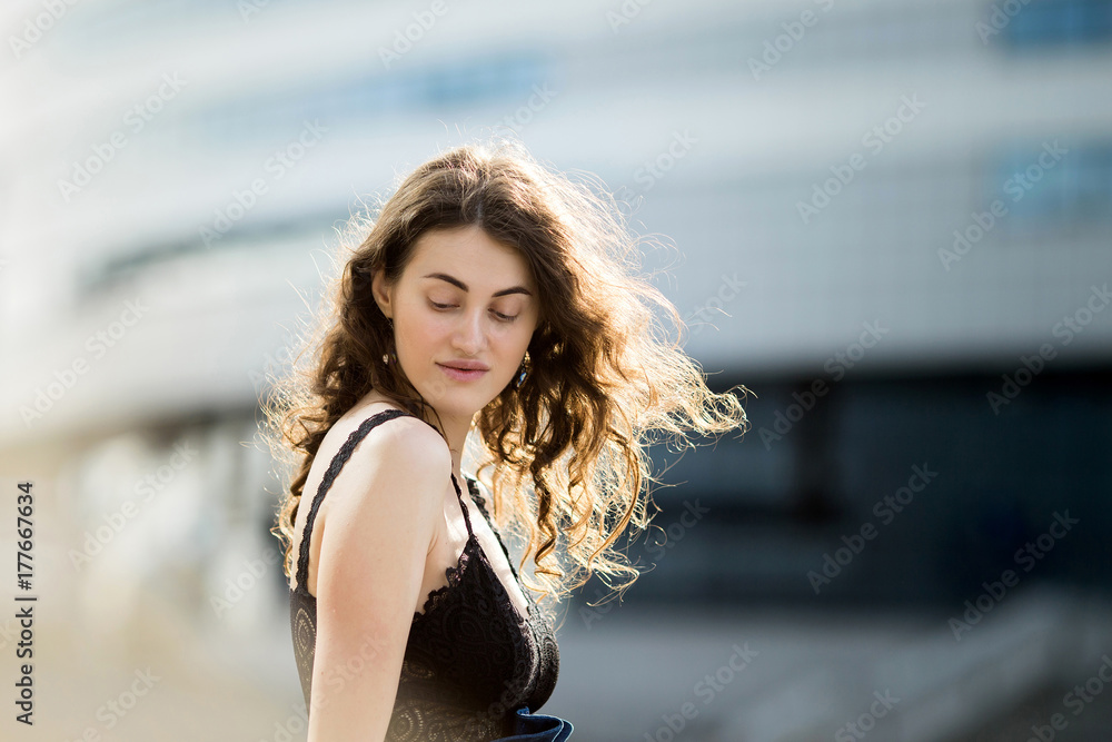A portrait of a beautiful Caucasian woman outdoor A portrait of a beautiful Caucasian woman outdoor
