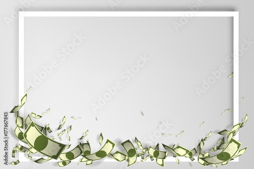 Lot of money background with frame vector illustration