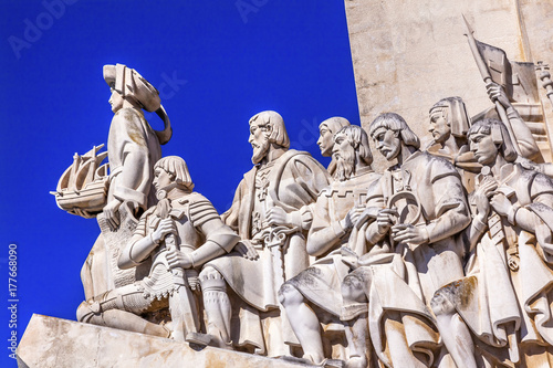 Monument to Diiscoveries Explorers Tagus River Belem Lisbon Portugal photo