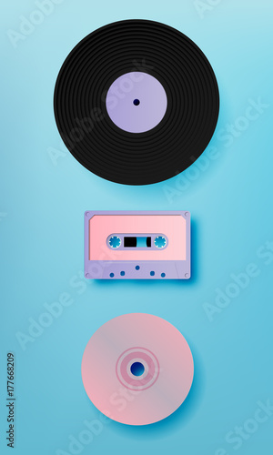 Music retro media paer art style
