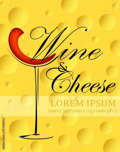 wine and cheese label or poster photo