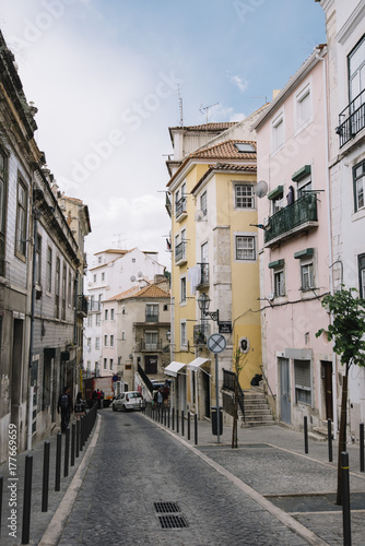 Streets of Lisbon  houses covered with Portuguese tile