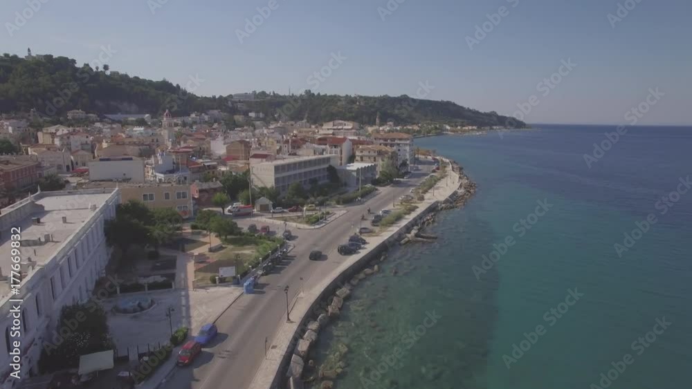 4K (UHD) Aerial view of Zakynthos city in Zante island, in Greece - log 4K (UHD) Aerial view of Zakynthos city in Zante island, in Greece - log