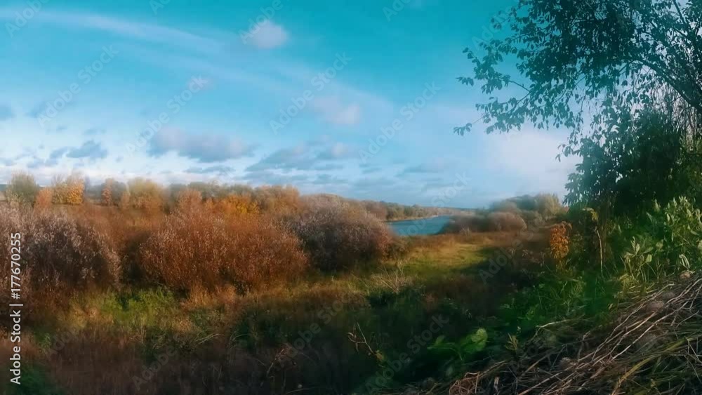 river, clouds, forest, field, time lapse river, clouds, forest, field, time lapse