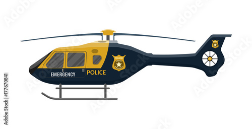 Police helicopter icon. Aircraft vehicle.