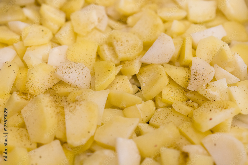 Raw vegetables before baking with spice Raw vegetables before baking with spice