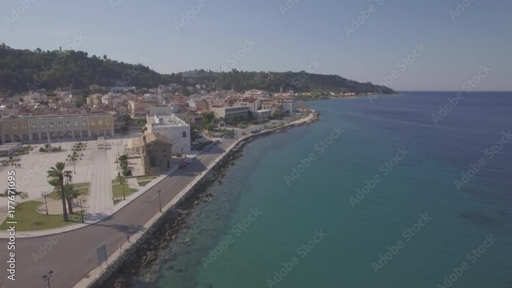 4K (UHD) Aerial view of Zakynthos city in Zante island, in Greece - log 4K (UHD) Aerial view of Zakynthos city in Zante island, in Greece - log