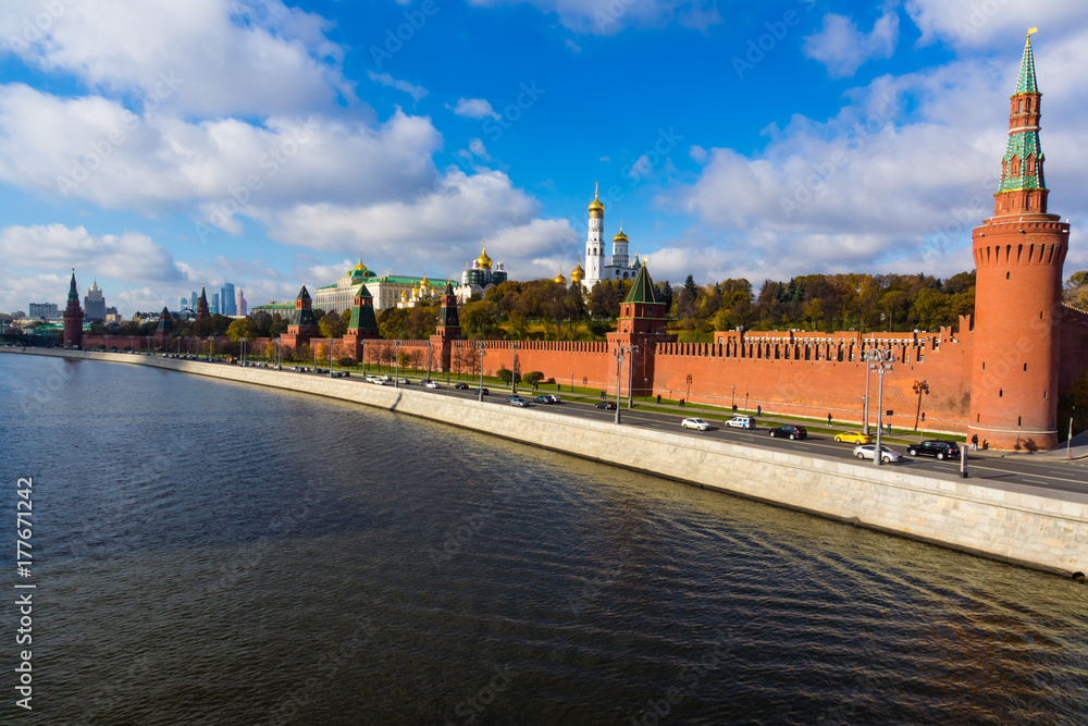 Moscow autumn - Kremlin on a sunny day in October or November