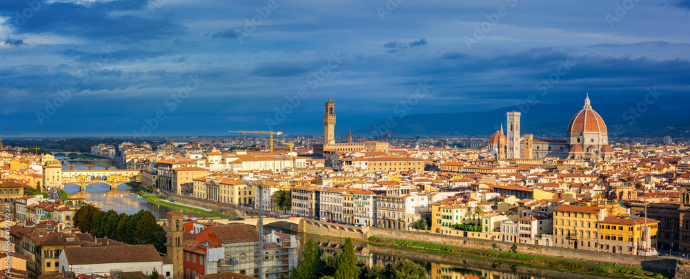 Aerial view of Florence and Arno river, Italy
