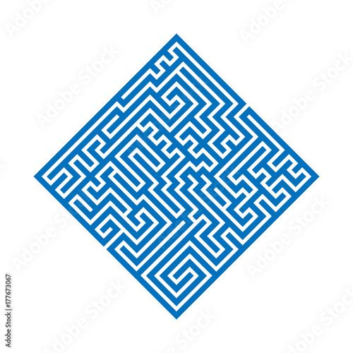 Blue rhombus maze labyrinth. Flat vector illustration.