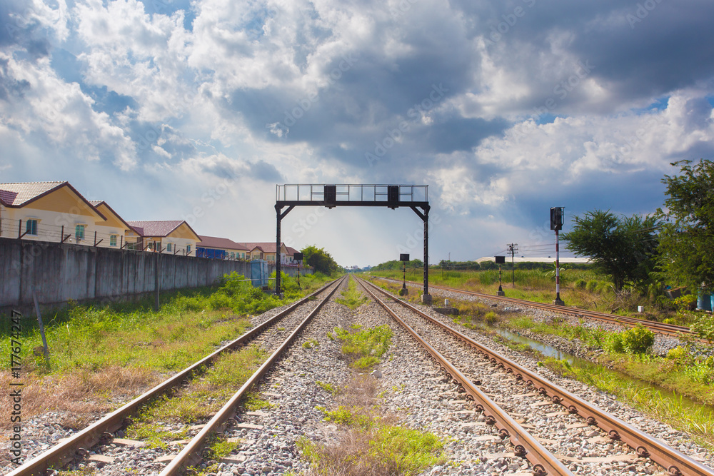 Fototapeta premium Train double rail , thailand