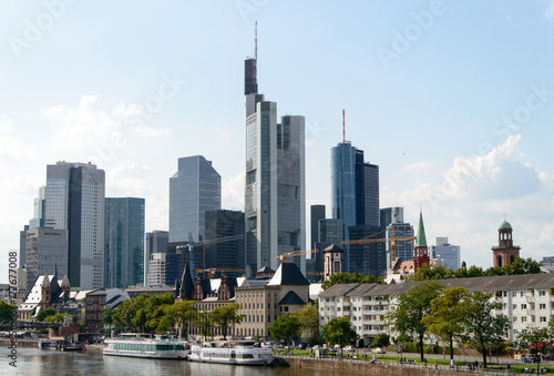 View on the financial district with Main river in Frankfurt city, Germany © Ewa Cieszyńska