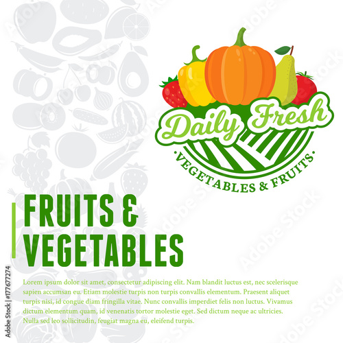 Vector vegetables and fruits illustration
