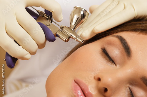 Woman in the beauty salon during  Bio oxidation therapy