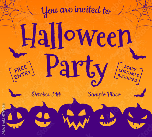 Invitation for Halloween Party - scary poster. Vector.
