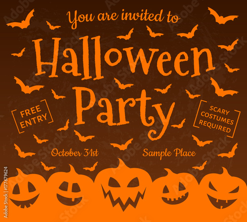 Invitation for Halloween Party - scary poster. Vector.