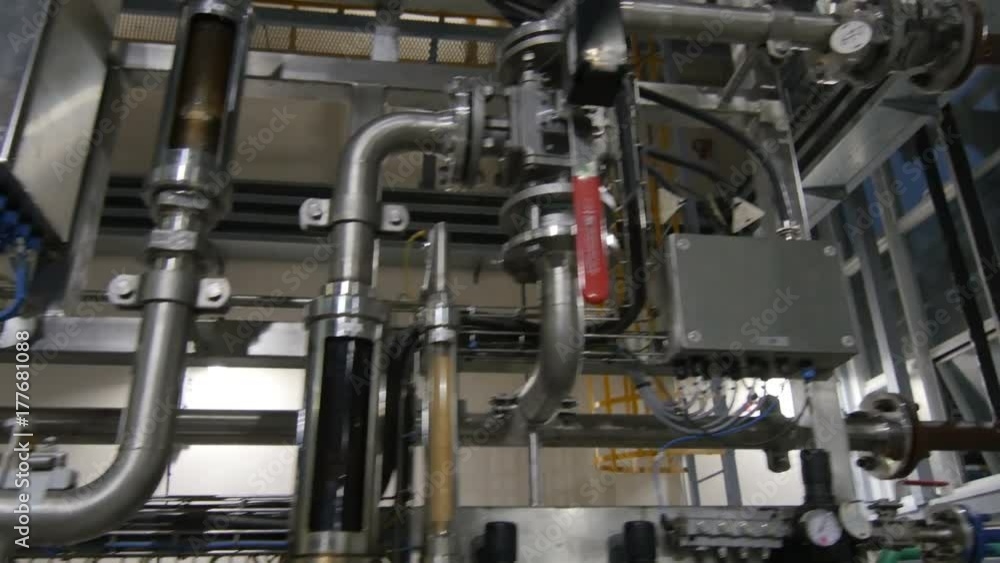 Camera Shows Gas Pipelines System with Pressure Meters Camera Shows Gas Pipelines System with Pressure Meters