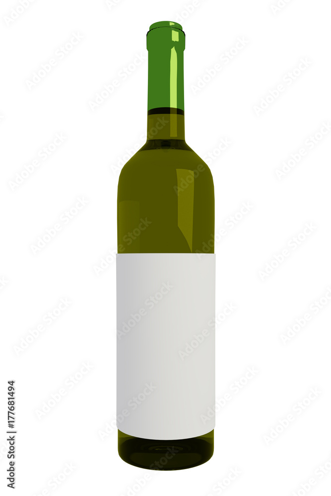 3D rendering of white wine isolated on white background 3D rendering of white wine isolated on white background