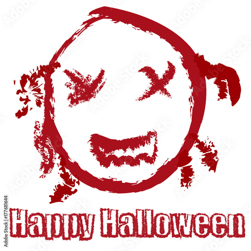 Angry face on white background