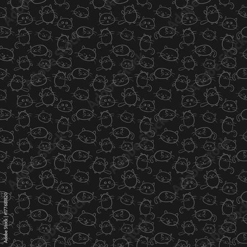 kittens vector background seamless small cat black