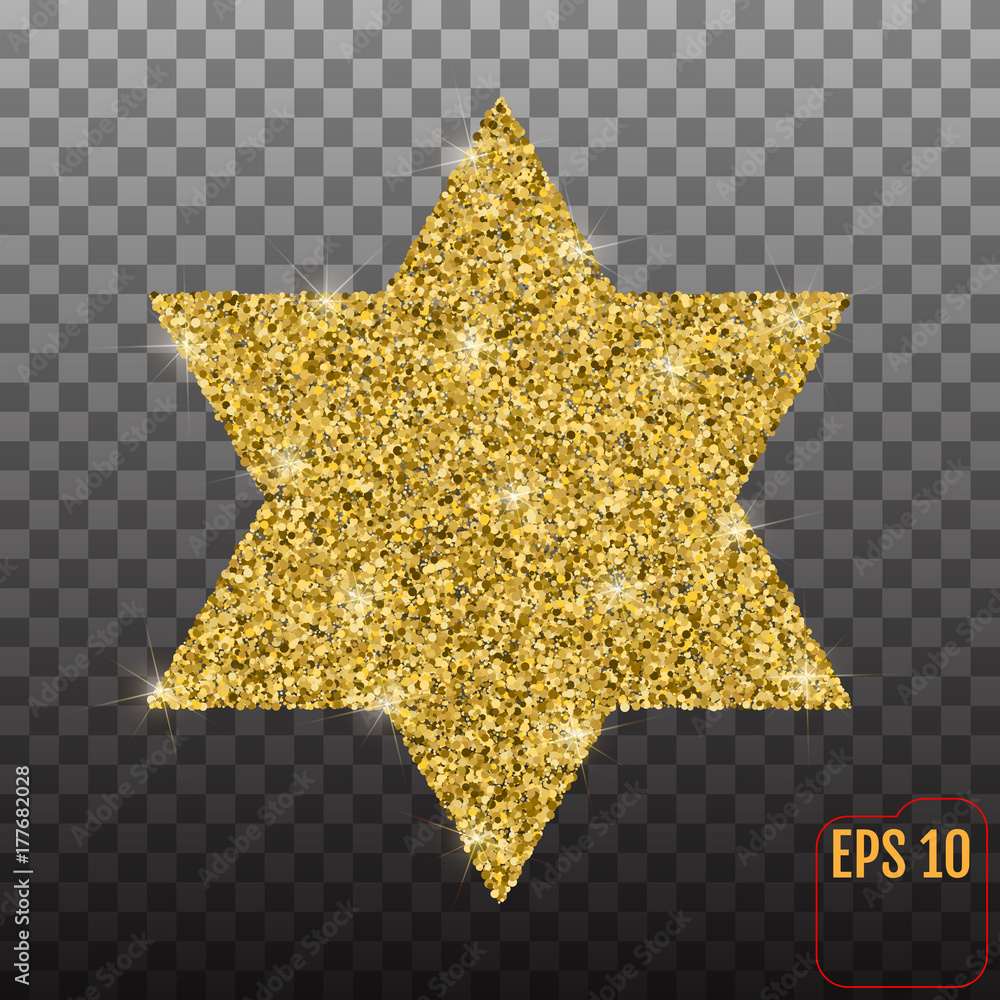 Star form with gold glitter effect. Traditional Jewish symbols. Jewish
