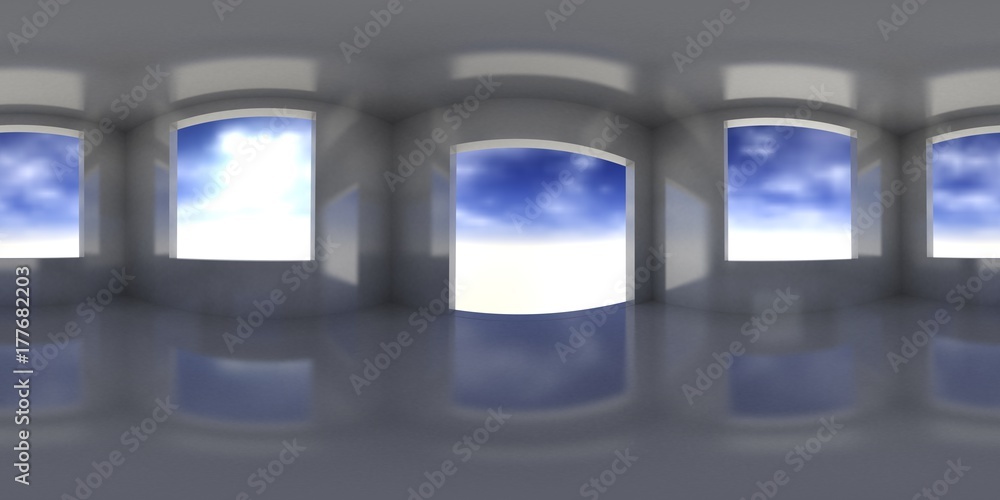 HDRI map. Environment map. Equirectangular projection. Spherical panorama. Abstract background, Room, 3d rendering