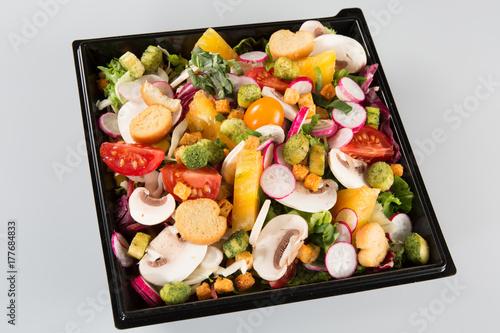 takeaway salads container on white background