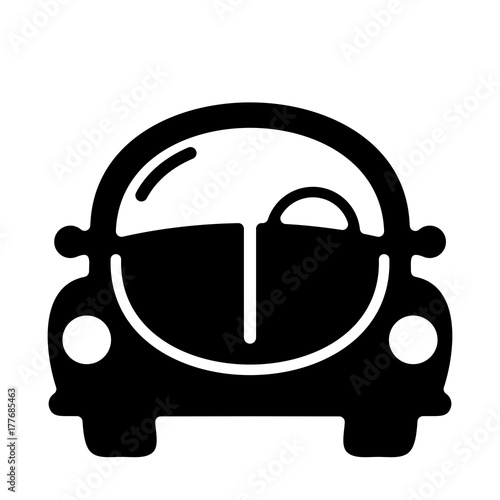 Retro car icon Black and white isolated sign Nice and sweet car silhouette