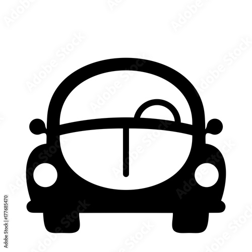 Retro car icon Black and white isolated beetle sign Nice and sweet car silhouette