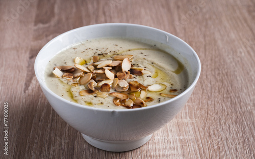 coliflower soup with almonds photo