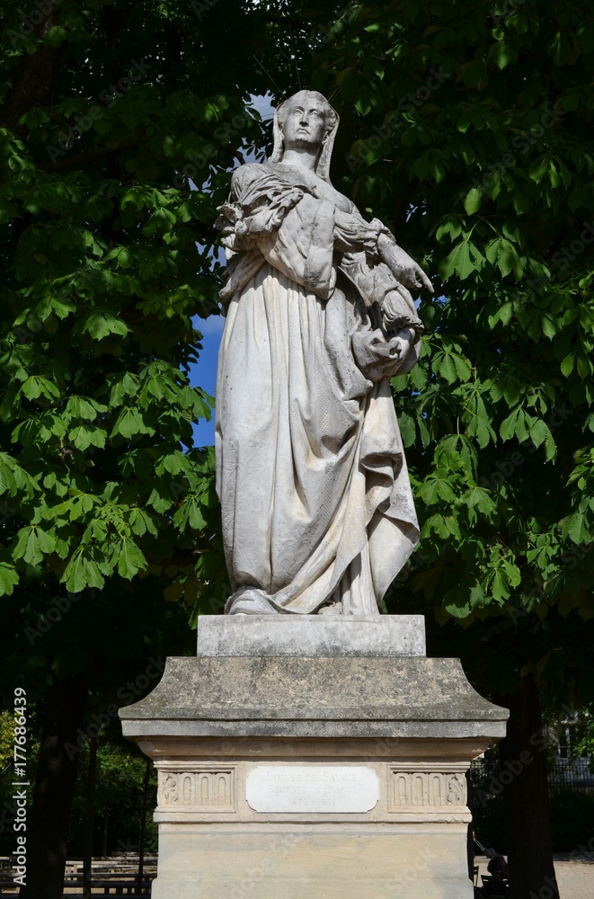 Inspirational statue of Louise of Savoy, (1476–1531) Regent of France, in Jardin du Luxembourg, Paris