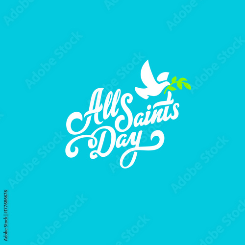 All Saints Day Text Lettering calligraphic vector Poster