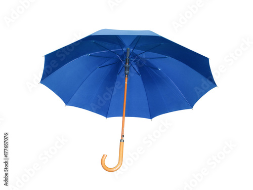 Modern blue umbrella isolated on white.
