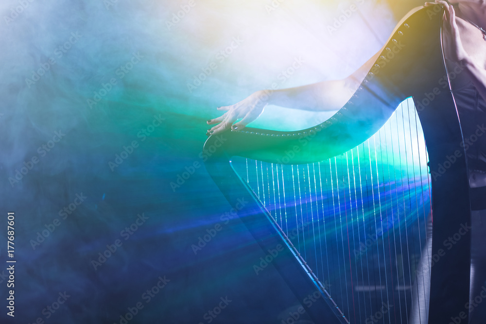 Electro harp in the rays of light