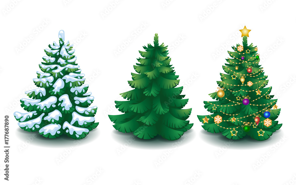 vector collection of cartoon Christmas trees