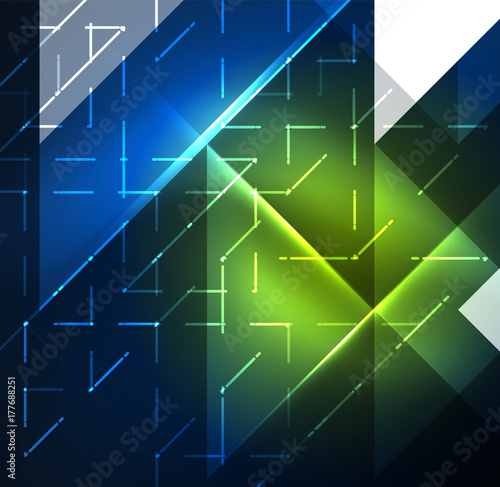 Cosmic electric background with shiny glowing plexus electricity impulses