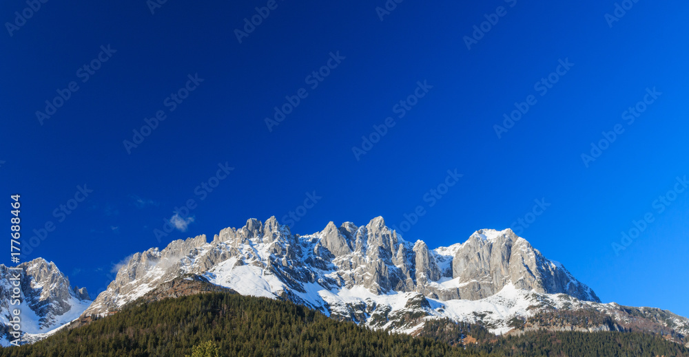 Beautiful mountain range (Kaiser Mountains) at Wilder Kaiser region in Tyrol, Austria