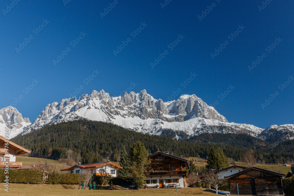 Beautiful mountain range (Kaiser Mountains) at Wilder Kaiser region in Tyrol, Austria