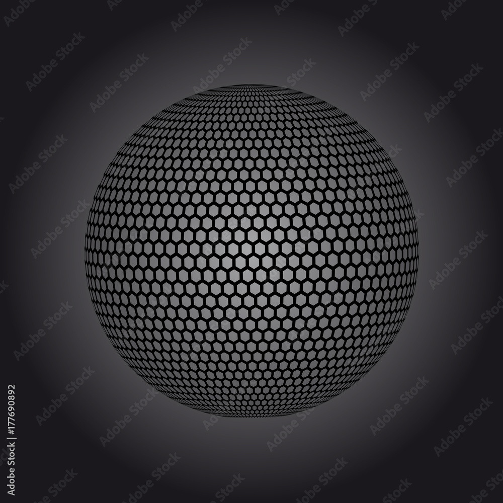 Abstract globe dotted sphere, 3d halftone effect vector background. Black and white vector illustration. Abstract globe dotted sphere, 3d halftone effect vector background. Black and white vector illustration.
