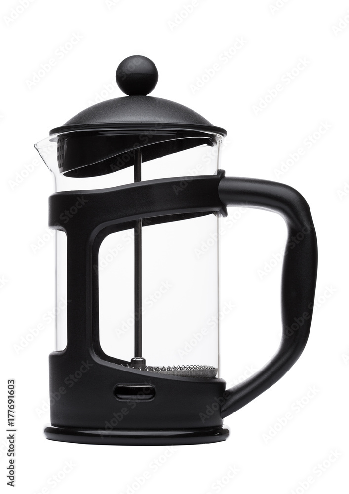 Empty french press pot coffee maker isolated Empty french press pot coffee maker isolated