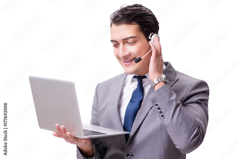Call center employee isolated on white background Call center employee isolated on white background