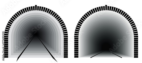 A long and deep railway tunnel. Way directly. The uncertainty lies ahead