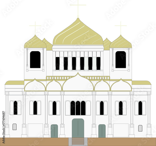 The Cathedral of Christ the Savior. Moscow monuments. Vector illustration