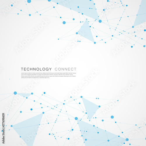 Abstract digital poly mesh background design. Connect geometric polygonal structure with lines and dots © Leonid