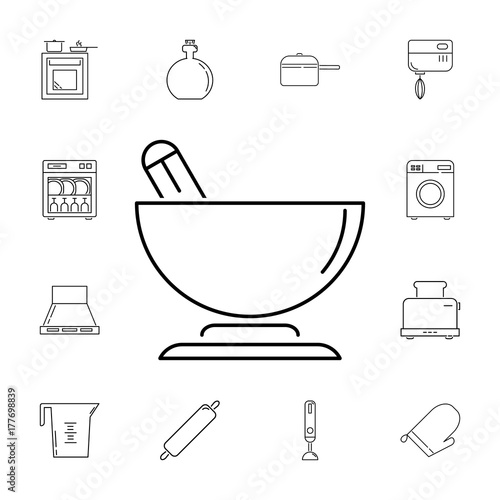 Spice grindel. Set of kitchen icons